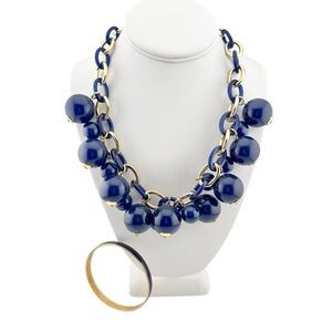 J Crew Necklace and Bracelet Set in Navy Blue and Gold
